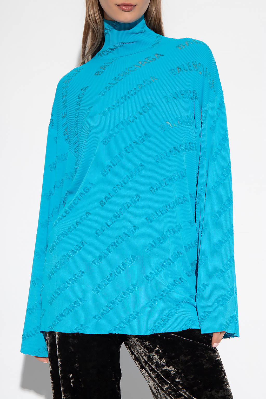 Blue Oversize ribbed turtleneck sweater Balenciaga - Vitkac Canada